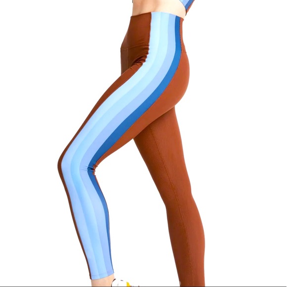 Beach Riot Pants - Indigo stripe ribbed leggings